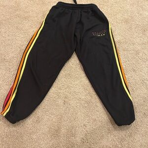 Black Sweatpants with Multicolor Stripes